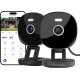 FAMVIVA 2K Security Camera, Outdoor/Indoor for Home, Pet, Baby, Nanny, IP65 Waterproof Color Night Vision, White Light & Siren, Recording, Motion Detection, Compatible with Alexa, Black-2Pack