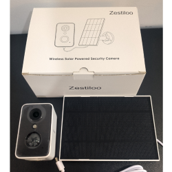 Zestiloo 2K Security Camera Outdoor, CCTV Camera Wireless,Flood Light WiFi Battery Camera with Solar Panel,PIR Human Detection with Color Night Vision, 2-Way Talk, IP66 Waterproof-Black