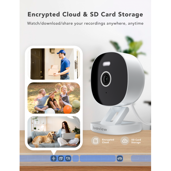 IVOVIEW 2K Security Camera Wired, Outdoor/Indoor for Home, Pet, Baby, Nanny, IP65 Waterproof Color Night Vision, White Light & Siren, Recording, Motion Detection, Works with Alexa, 2.4GHz WiFi, White