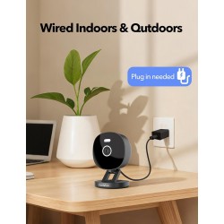 FAMVIVA 2K Security Camera, Outdoor/Indoor for Home, Pet, Baby, Nanny, IP65 Waterproof Color Night Vision, White Light & Siren, Recording, Motion Detection, Compatible with Alexa, Black