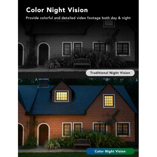FAMVIVA 2K Security Camera, Outdoor/Indoor for Home, Pet, Baby, Nanny, IP65 Waterproof Color Night Vision, White Light & Siren, Recording, Motion Detection, Compatible with Alexa, Black-2Pack