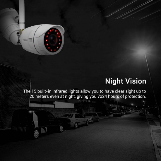 Outdoor Wireless Security Camera, Septekon 1080P Home Surveillance Camera with IP66 Waterproof, Night Vision, Motion Detection, Remote Access, Compatible with Alexa-S40
