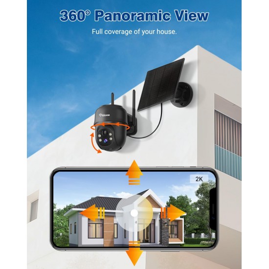 Vidome 2K Solar Security Cameras Wireless Outdoor, 360°PTZ Battery Powered Outdoor Camera, 2.4G WiFi Camera with Spotlight Color Night Vision, Motion Sensor Alarm, IP66, Black B40 Vidome 2K Solar Security Cameras Wireless Outdoor, 360°PTZ Battery Powered Outdoor Camera, 2.4G WiFi Camera with Spotlight Color Night Vision, Motion Sensor Alarm, IP66, Black B40