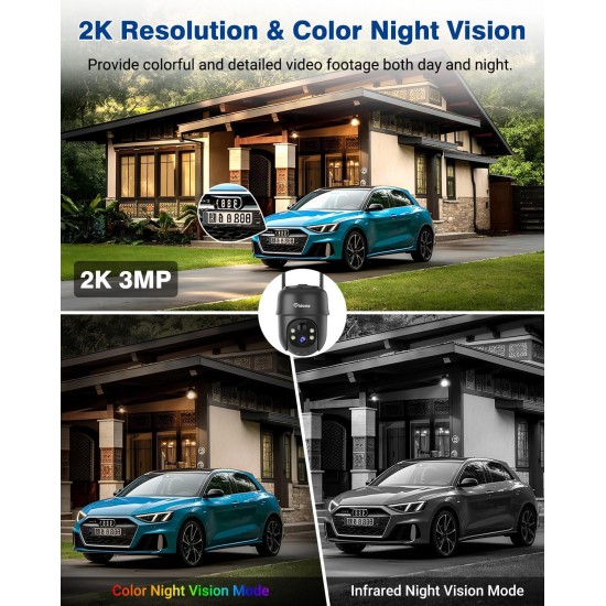 Vidome 2K Solar Security Cameras Wireless Outdoor, 360°PTZ Battery Powered Outdoor Camera, 2.4G WiFi Camera with Spotlight Color Night Vision, Motion Sensor Alarm, IP66, Black B40 Vidome 2K Solar Security Cameras Wireless Outdoor, 360°PTZ Battery Powered Outdoor Camera, 2.4G WiFi Camera with Spotlight Color Night Vision, Motion Sensor Alarm, IP66, Black B40