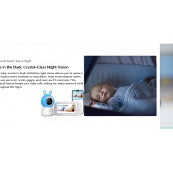 Septekon Video Baby Monitor with Camera and Audio -  Remote Pan Tilt Zoom, Two-Way Talk, Night Vision, Thermal Room Monitor, Lullabies & White Noise