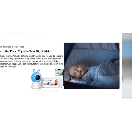  Famviva Video Baby Monitor with Camera and Audio -  Remote Pan Tilt Zoom, Two-Way Talk, Night Vision, Thermal Room Monitor, Lullabies & White Noise