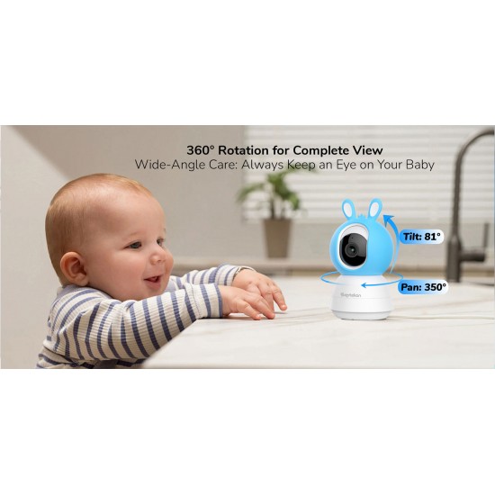 Famviva Video Baby Monitor with Camera and Audio -  Remote Pan Tilt Zoom, Two-Way Talk, Night Vision, Thermal Room Monitor, Lullabies & White Noise