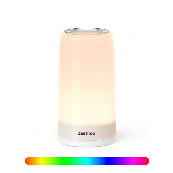 Zestiloo Table Lamp LED Touch Bedside Lamp Nightstand lamp Night Lights, Desk Lamps Dimmable Warm White Light & Color Changing RGB lamps for Bedrooms, Living Rooms and Office