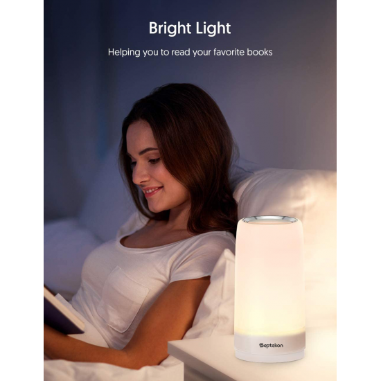 Zestiloo Table Lamp LED Touch Bedside Lamp Nightstand lamp Night Lights, Desk Lamps Dimmable Warm White Light & Color Changing RGB lamps for Bedrooms, Living Rooms and Office