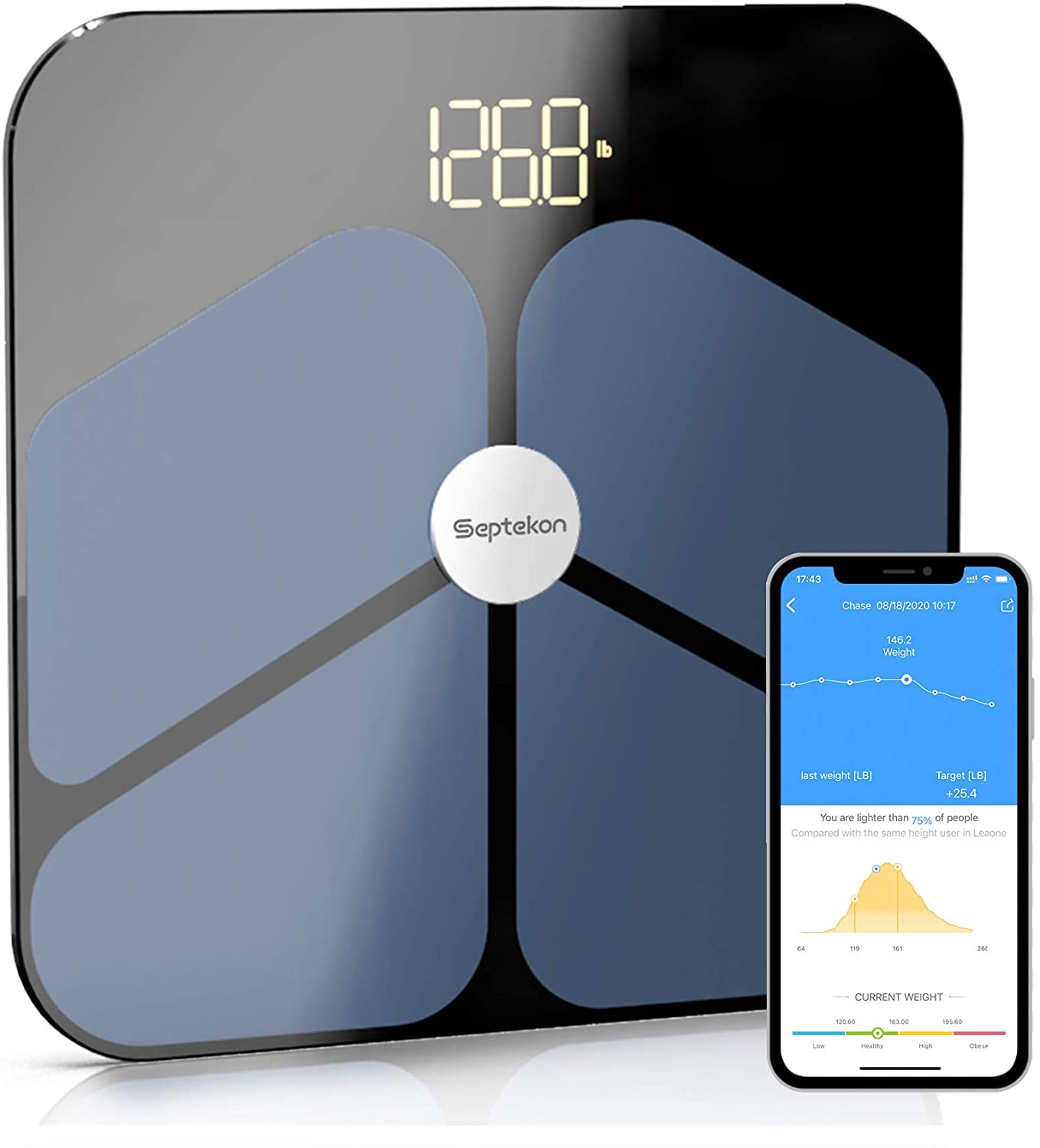 New Bodytone Super Slim Tap Sensor Digital LCD Body Fat Scales Weight Manager 